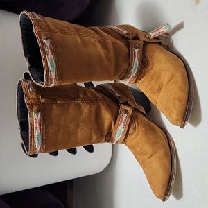 Dingo Women’s Boots Cowboy Western Suede Embroidered Fringe Tassel Heeled 8.5